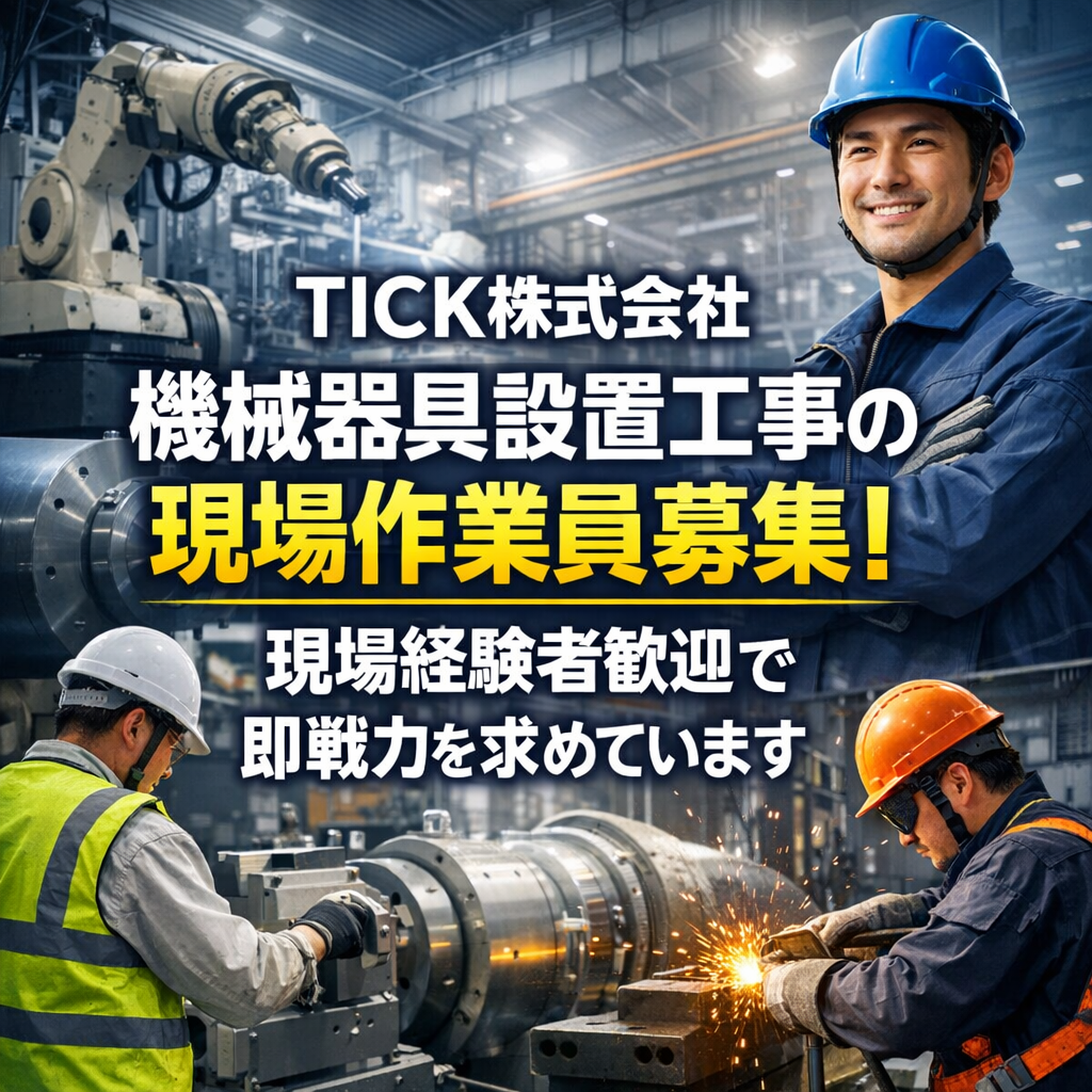 機械器具設置工事の現場作業員募集！現場経験者歓迎で即戦力を求めています
